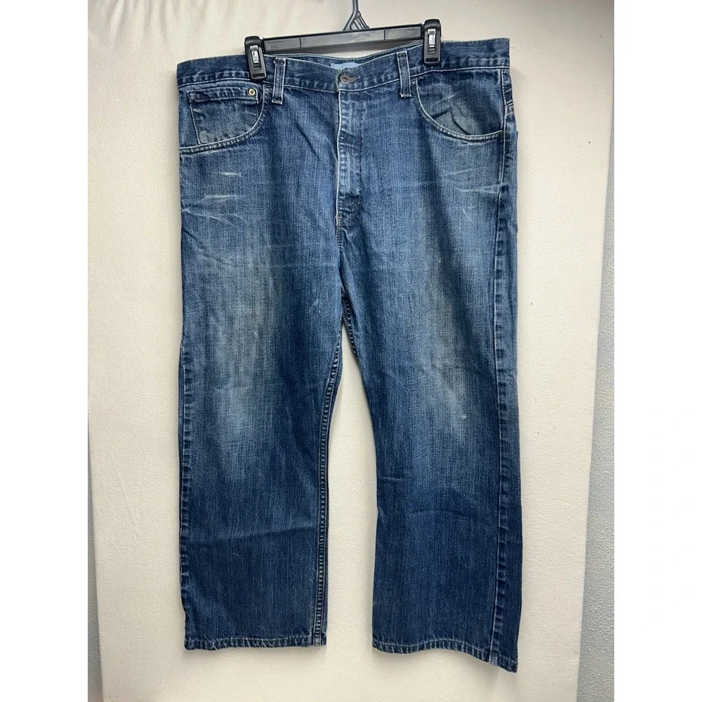 Y2K Levi's SilverTab True Boot Men's Blue Faded Distressed Denim Jeans 38x30